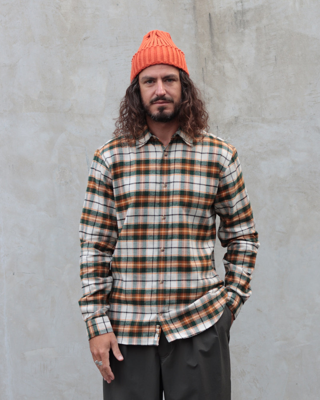 Dirleton Shirt In Ecru / Saffron Check Japanese Brushed Plaid