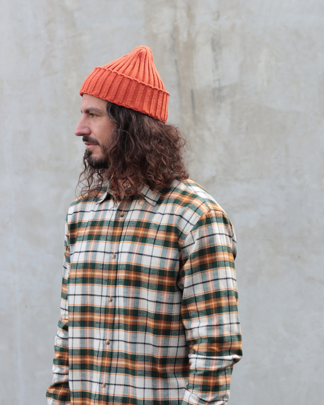 Dirleton Shirt In Ecru / Saffron Check Japanese Brushed Plaid