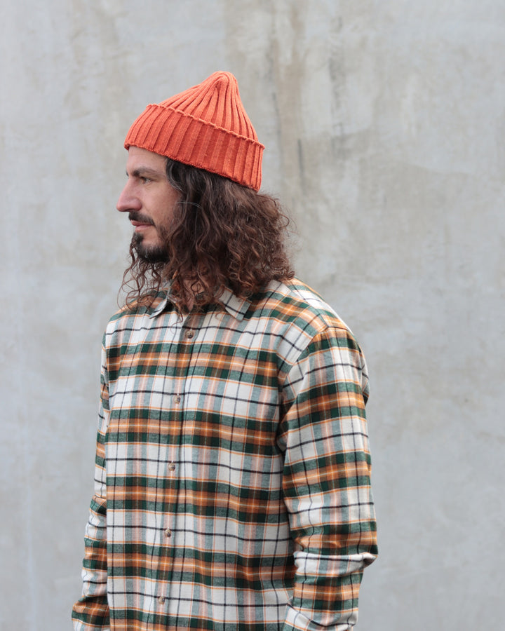 Dirleton Shirt In Ecru / Saffron Check Japanese Brushed Plaid