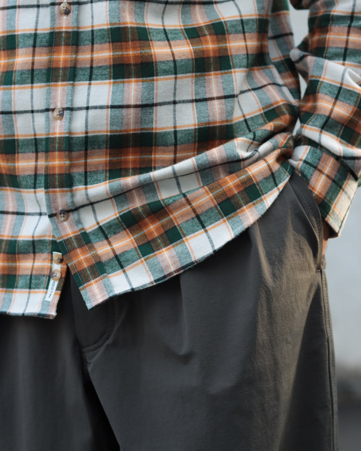 Dirleton Shirt In Ecru / Saffron Check Japanese Brushed Plaid