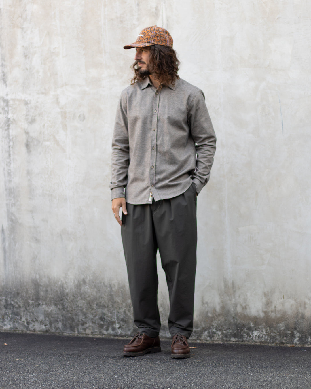 Dirleton Shirt In Peat Marl Mouline Cotton