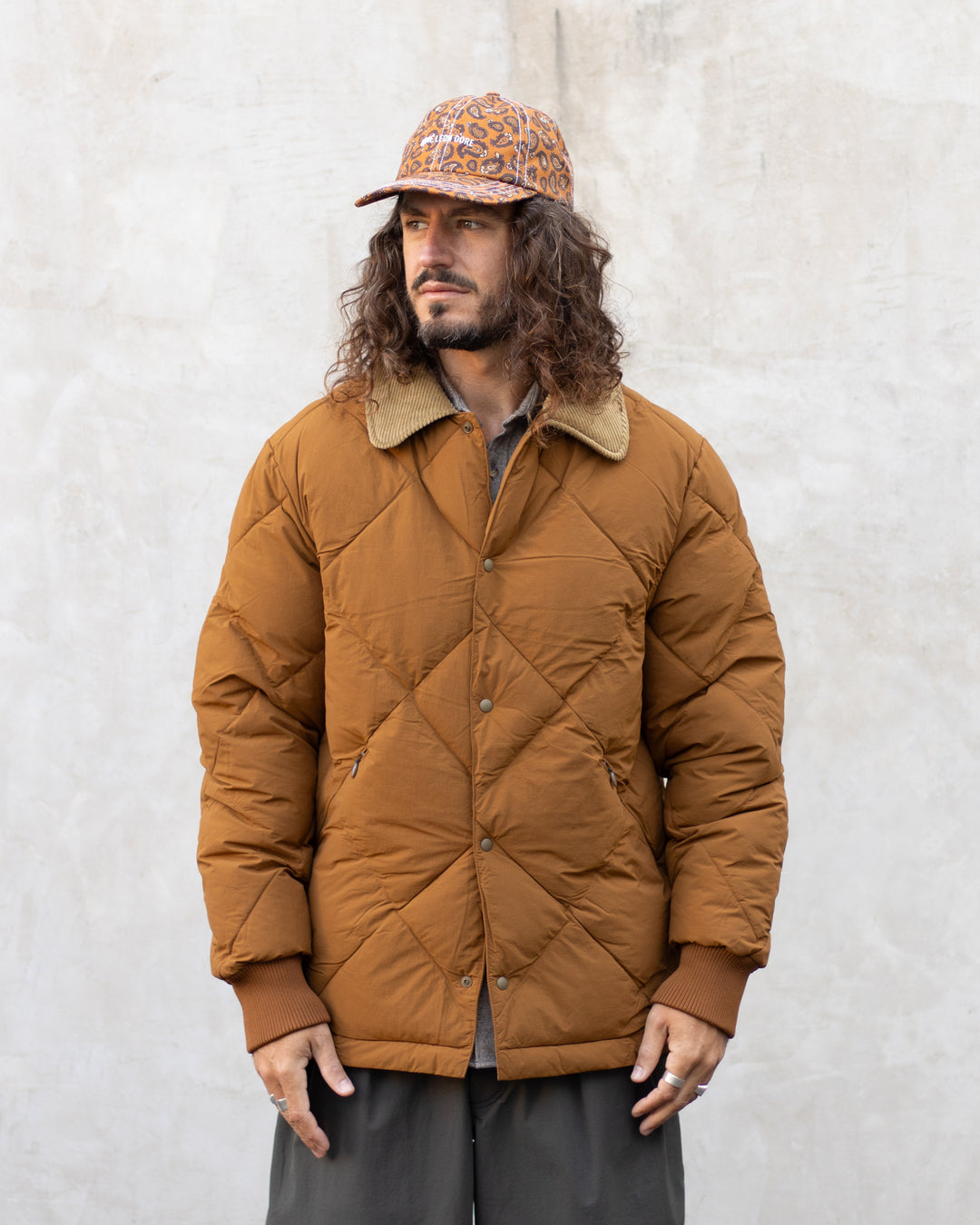 Dunbar Padded Jacket In Tobacco Recycled Nylon