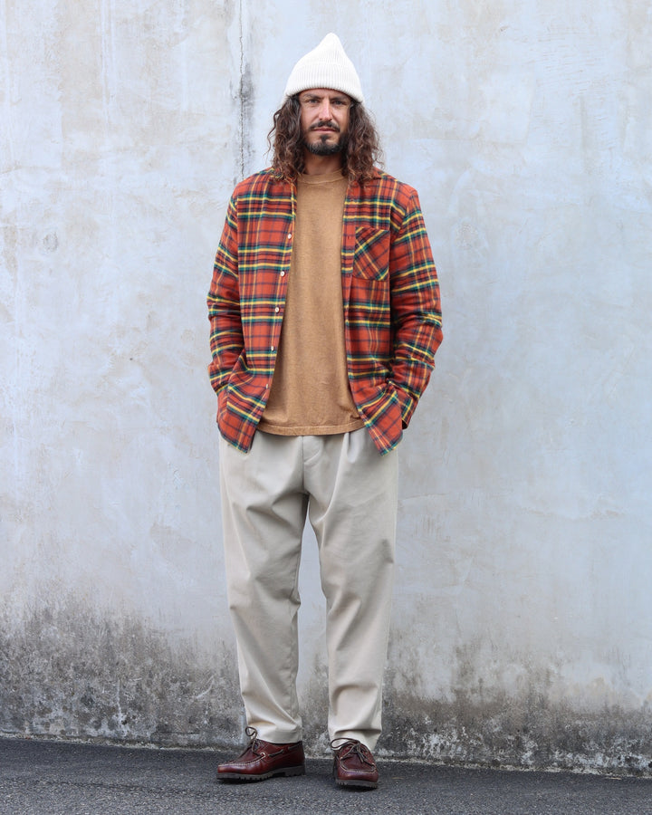 Farol Plaid Flannel Shirt Rust/Yellow