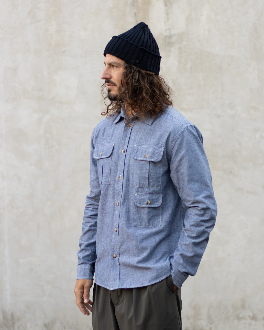 Kinnaird Shirt In Chambray Organic Cotton