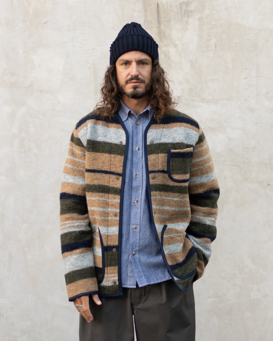 Neist Cardigan In Stripe Italian Wool