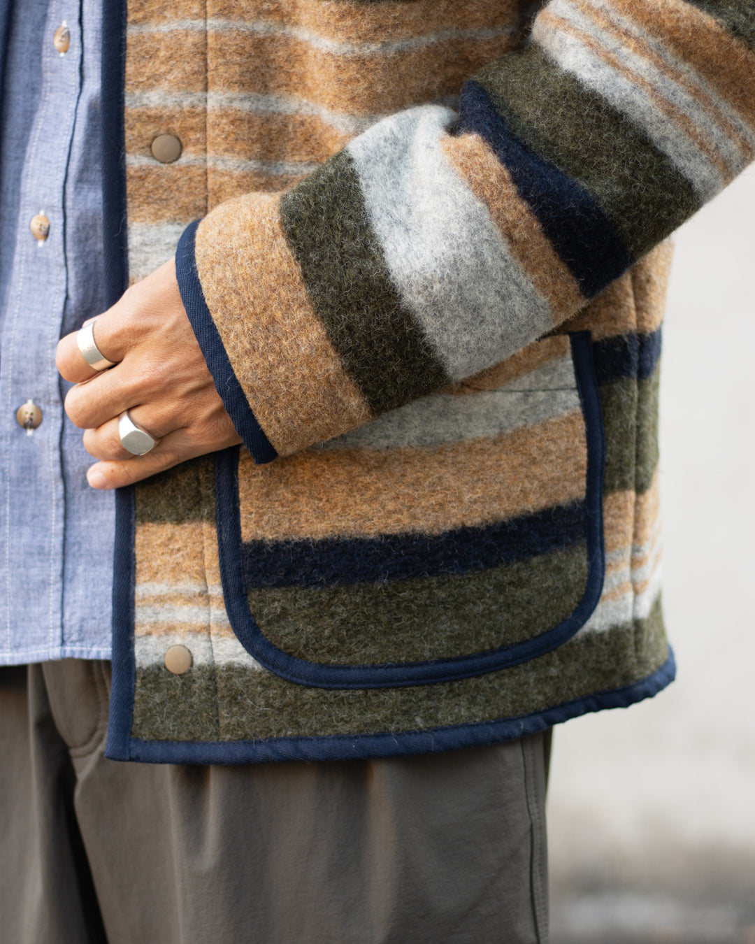 Neist Cardigan In Stripe Italian Wool