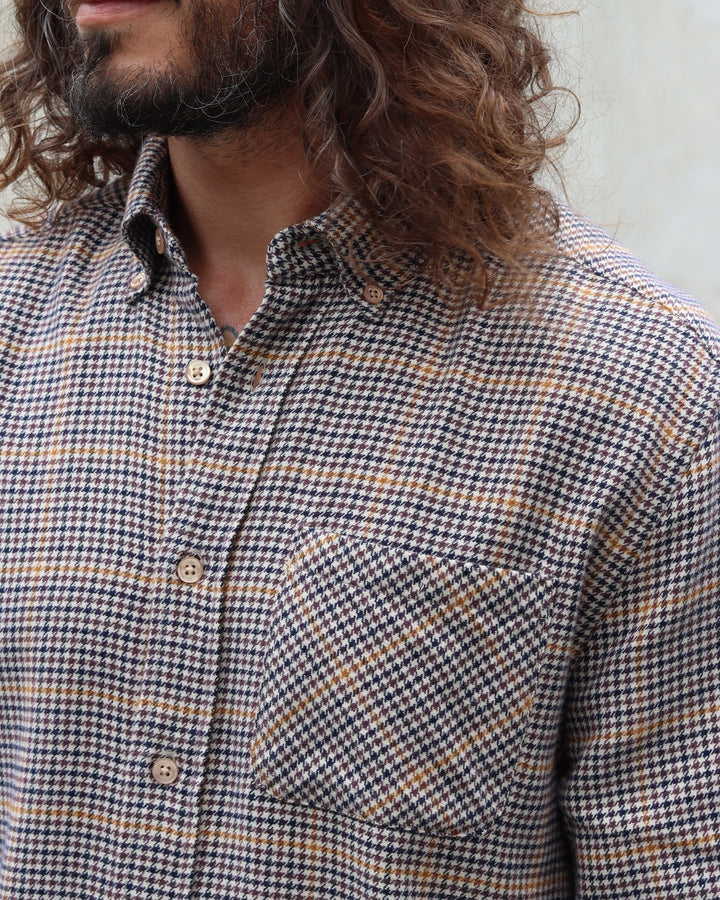 Singer Houndstooth Flannel Shirt Brown/Blue