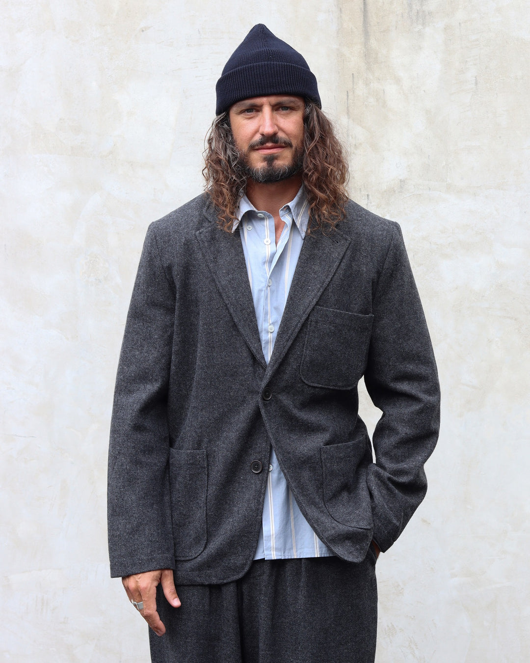 Two Button Jacket Anders Wool Upcycled Grey