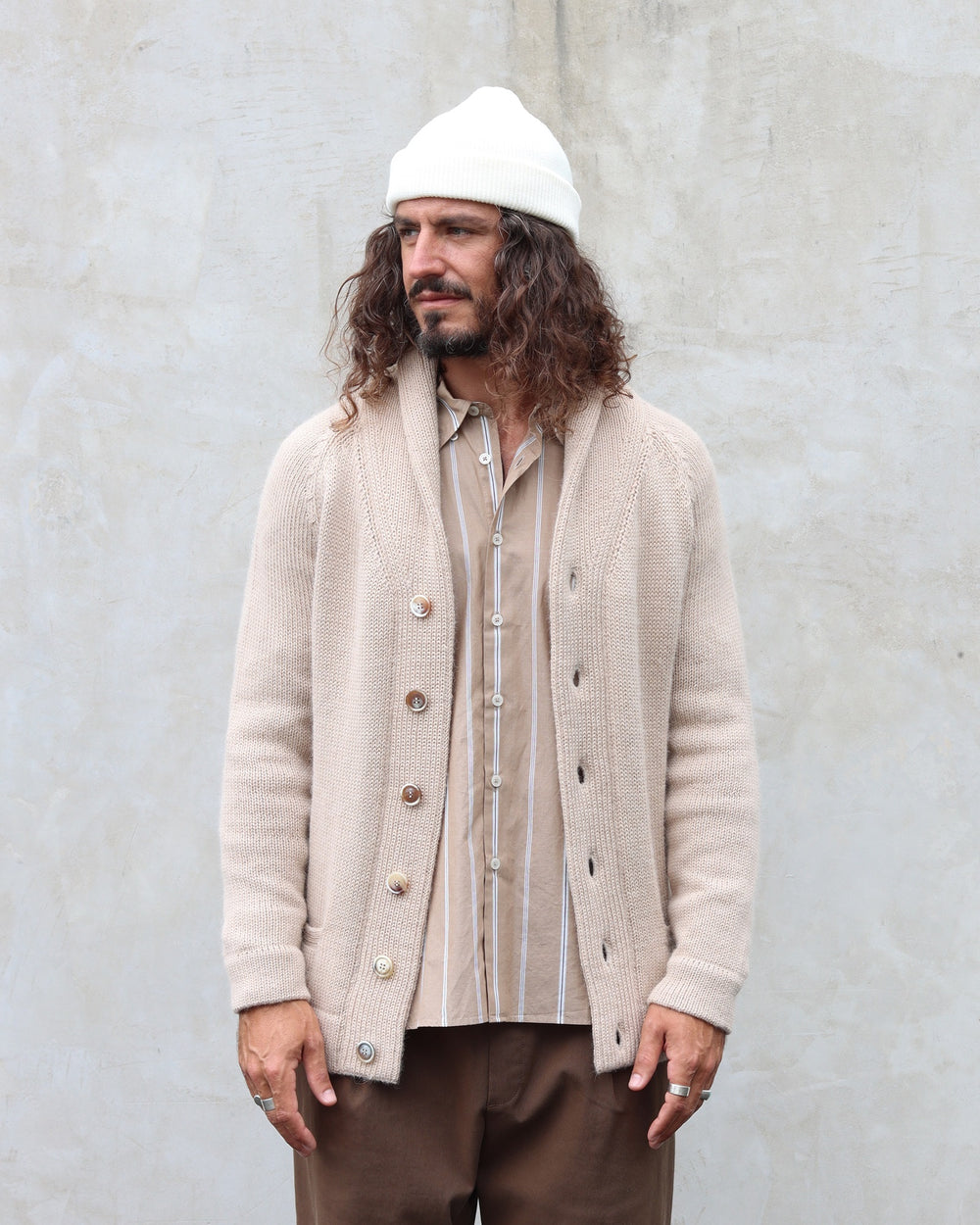 Cardigan Col châle Alpaga Macadamia