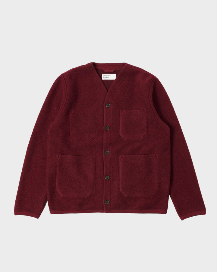 Cardigan Wool Fleece Deep Red