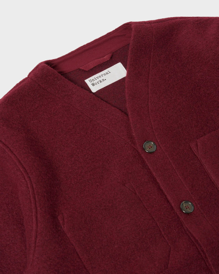 Cardigan Wool Fleece Deep Red