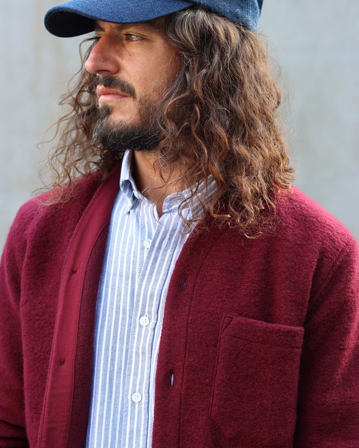 Cardigan Wool Fleece Deep Red