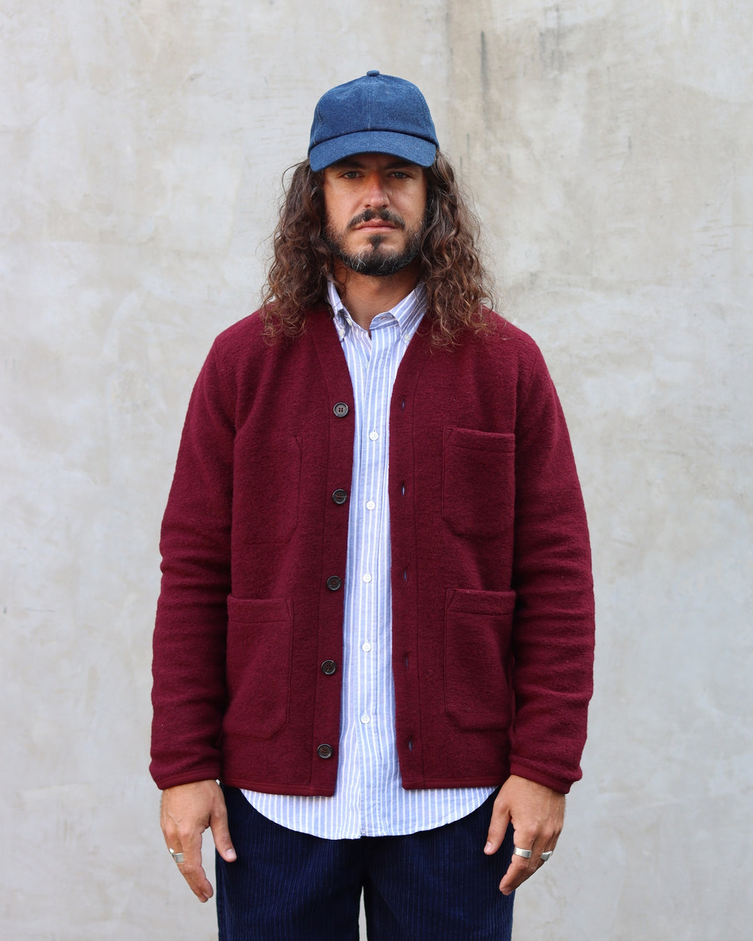 Cardigan Wool Fleece Deep Red