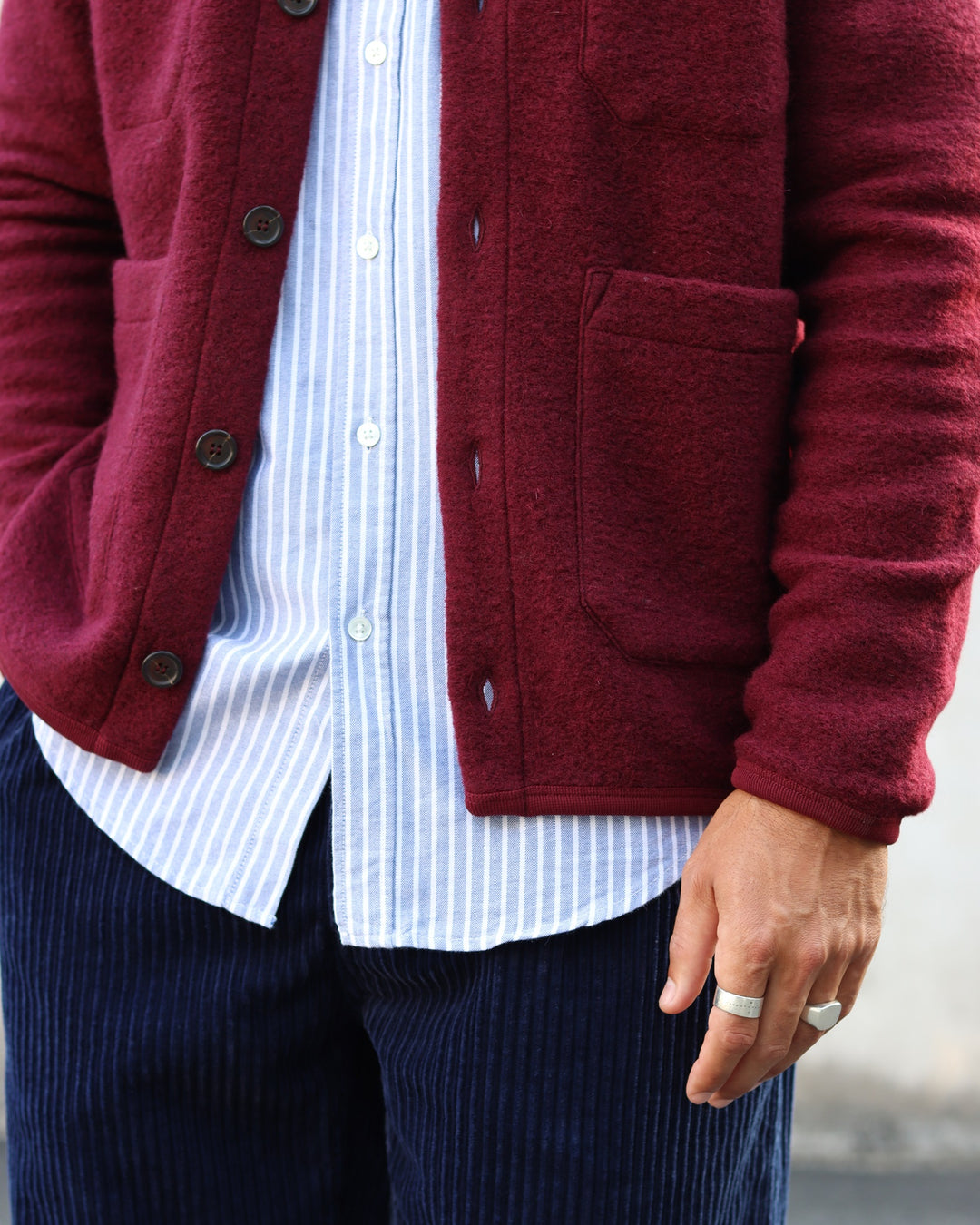 Cardigan Wool Fleece Deep Red