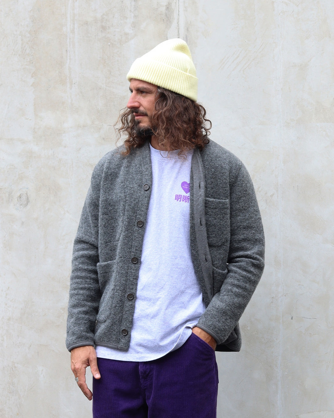 Cardigan Wool Fleece Grey Marl