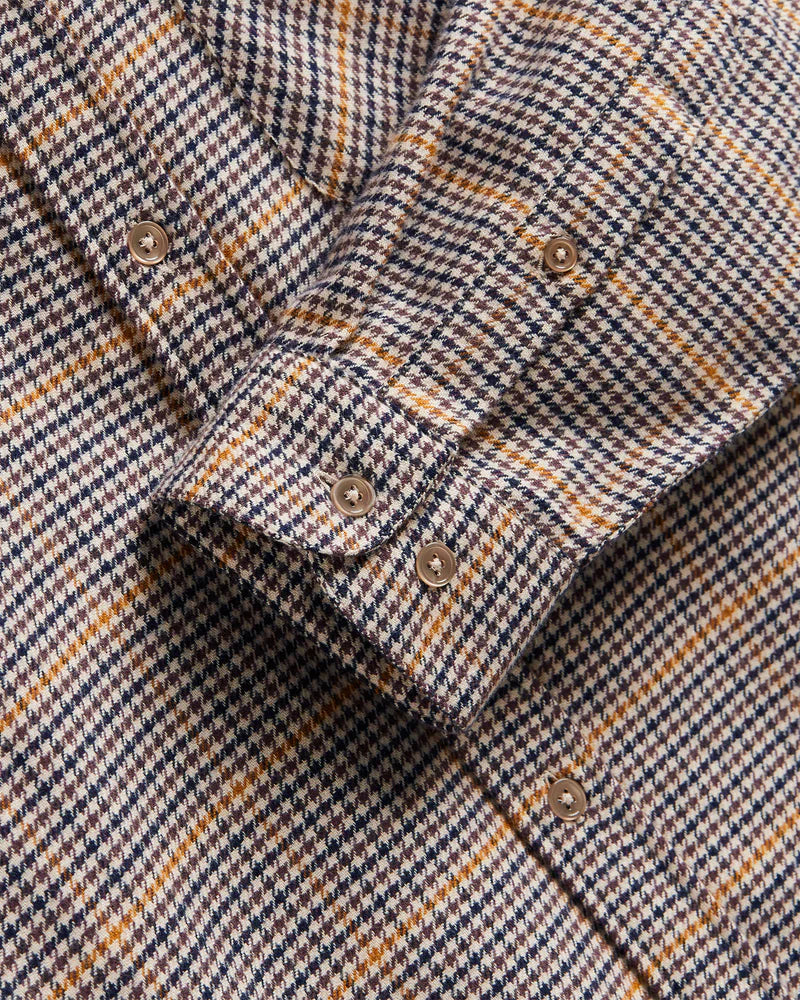 Singer Houndstooth Flannel Shirt Brown/Blue