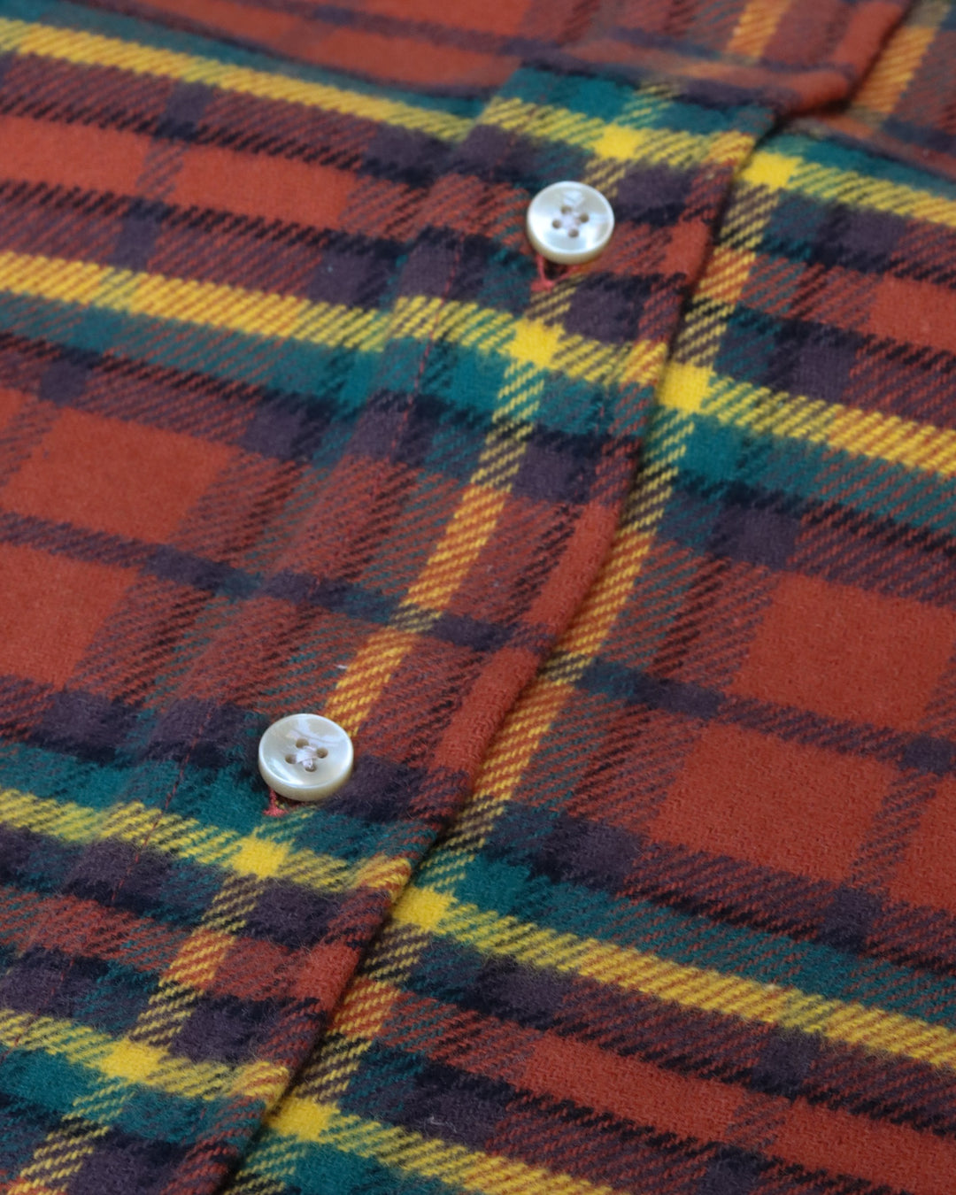 Farol Plaid Flannel Shirt Rust/Yellow