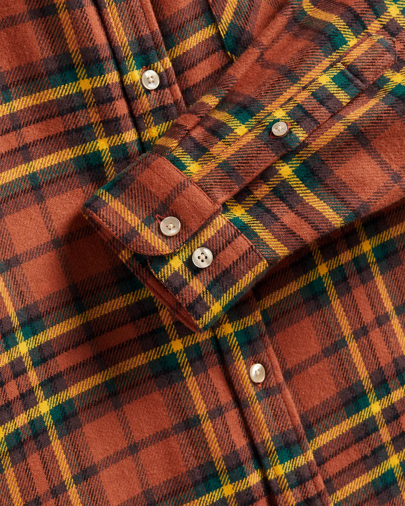 Farol Plaid Flannel Shirt Rust/Yellow