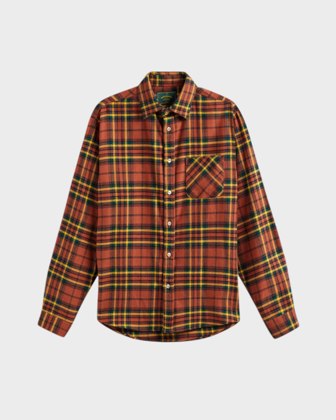 Farol Plaid Flannel Shirt Rust/Yellow