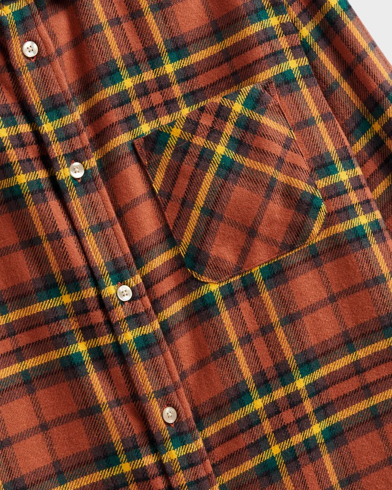 Farol Plaid Flannel Shirt Rust/Yellow