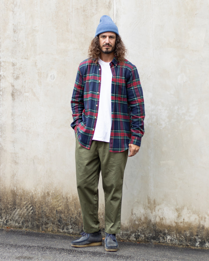 Faru Plaid Flannel Shirt Blue