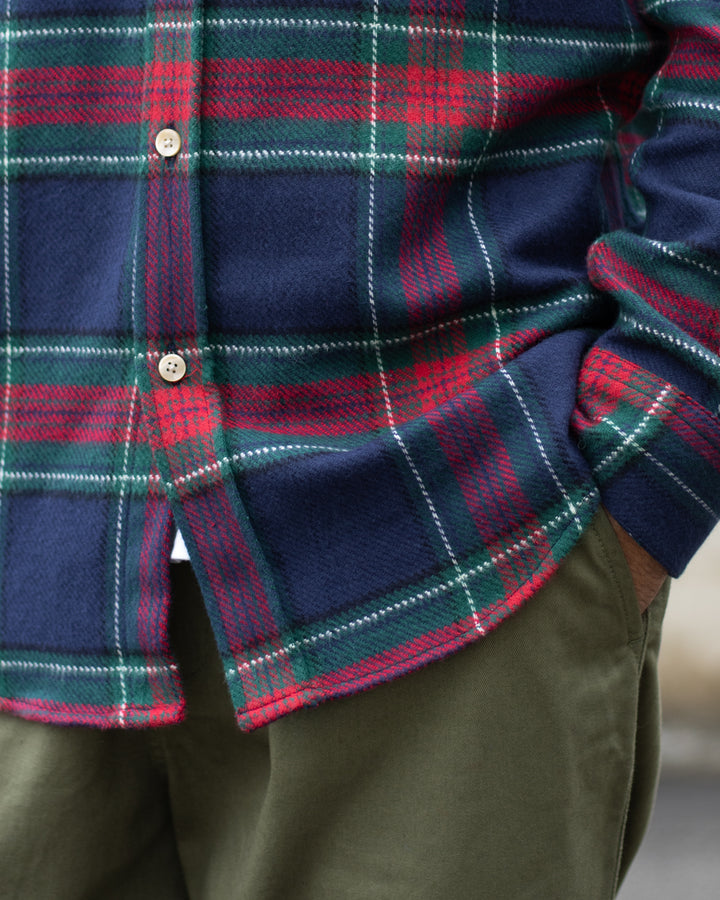 Faru Plaid Flannel Shirt Blue