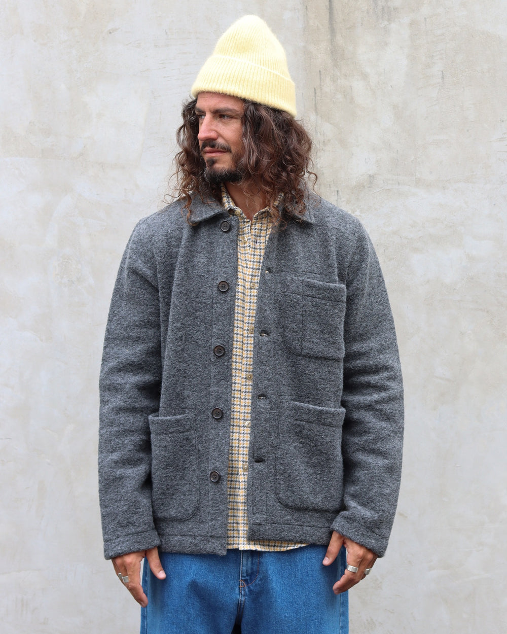 Field Jacket Wool Fleece Grey Marl