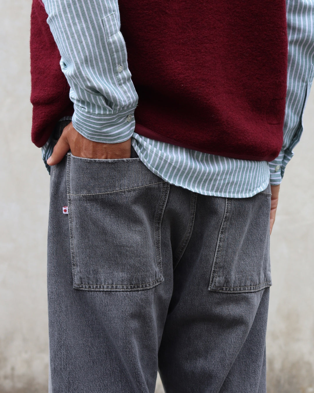 Jeans Japan Square Pocket Used Grey