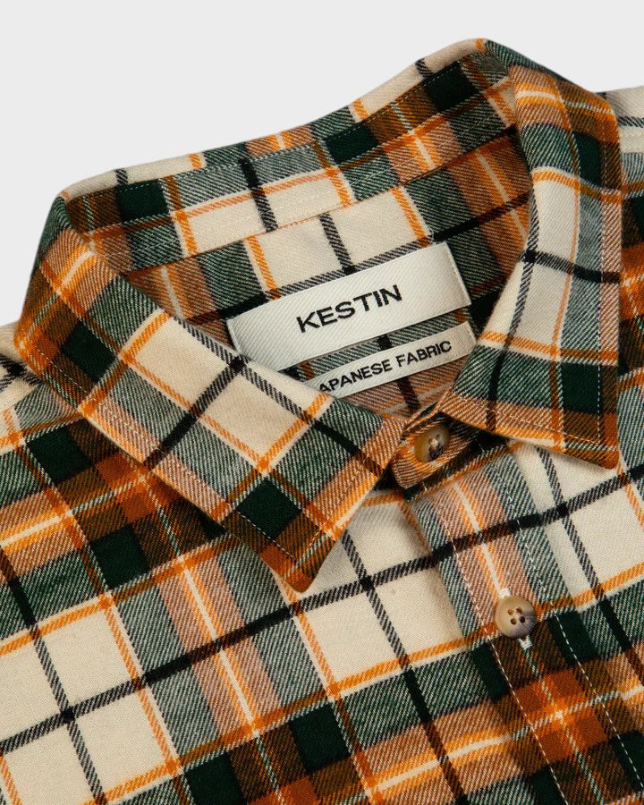 Dirleton Shirt In Ecru / Saffron Check Japanese Brushed Plaid