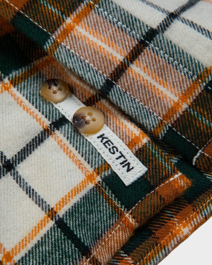 Dirleton Shirt In Ecru / Saffron Check Japanese Brushed Plaid