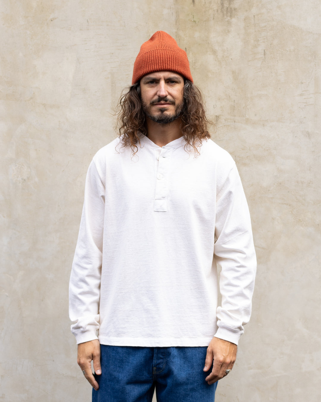 Long Sleeve Heavy Henley Tee P-Natural