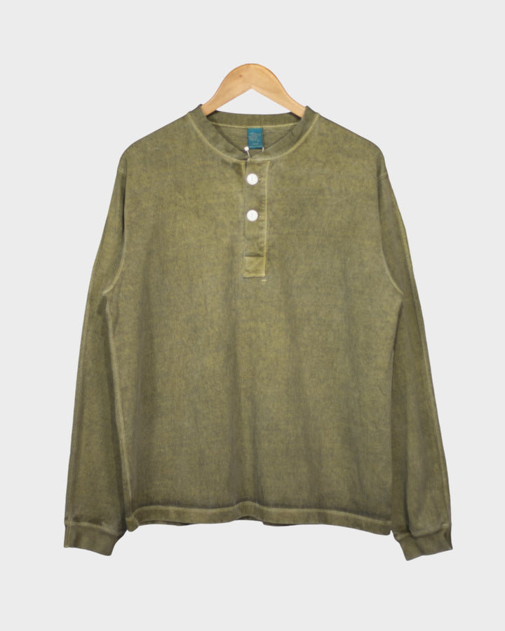 Long Sleeve Heavy Henley Tee P-Sage