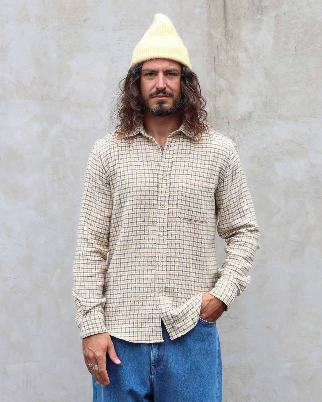 Plate Plaid Flannel Shirt Grey/Yellow