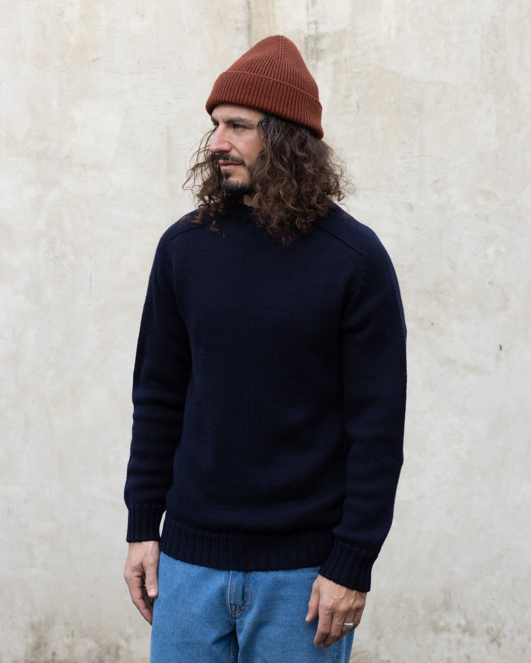 Pull Garbis Col Rond Marine