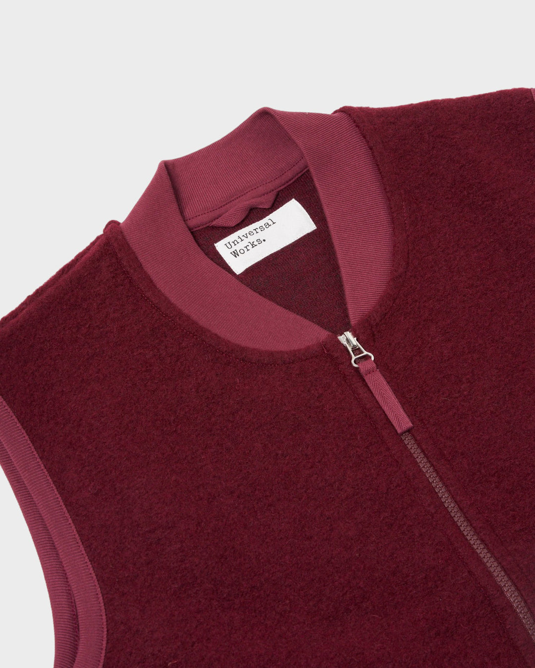 Zip Waistcoat Wool Fleece Deep Red